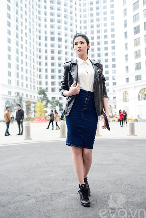 Xuống phố ngày lạnh, HH Việt chuộng áo da - 2