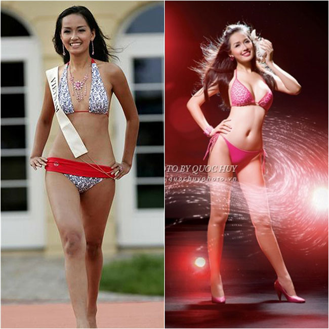 Vóc dáng của Mai Phương Thúy từ thời thi Hoa hậu Việt Nam 2006 vẫn còn lép kẹp. Thế nhưng, hiện tại cô đã được tôn vinh là một trong những người đẹp sở hữu đường cong nóng bỏng nhất.
