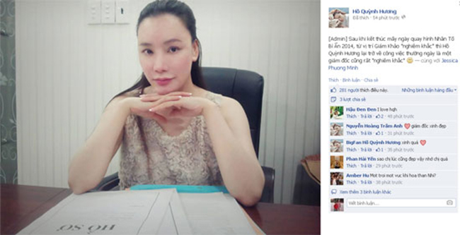 Ca sĩ Hồ Quỳnh Hương mới đây đăng bức hình cô để gương mặt mộc khi ngồi làm việc khiến các fan rất chú ý.
