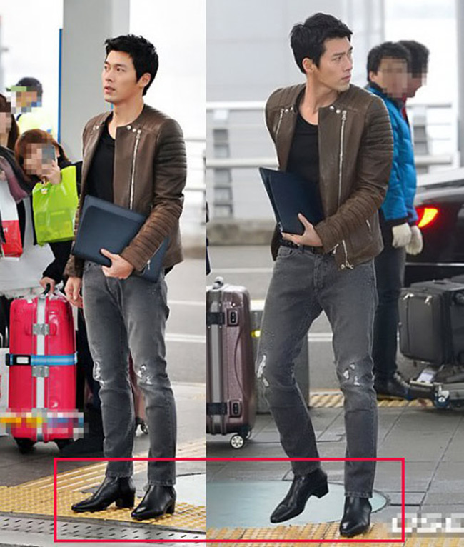 Nếu thực sự cao 1m84 như trong lý lịch khai thì Hyun Bin có lẽ không cần đi đôi giày này.


