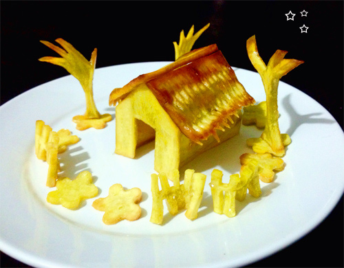 Khoai lang ngào đường hình ngôi nhà cho bé! - 7