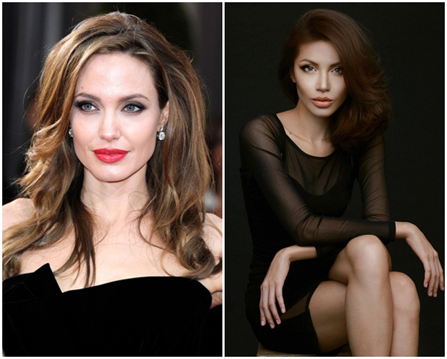 Minh Tú khiến nhiều người sửng sốt khi trang điểm khuôn mặt trông giống như Angelina Jolie.
