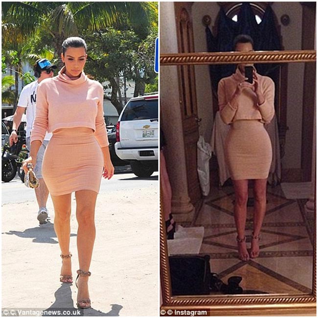 Sự khác biệt giữa đời thực và bức ảnh trên Internet đã 'tố cáo' Kim Kardashian sử dụng cộng cụ chỉnh sửa vóc dáng.
