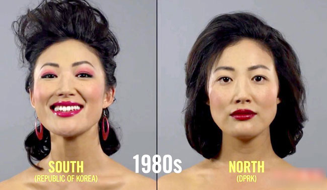Những năm 1980s, phụ nữ Triều Tiên trang điểm đậm hơn.
