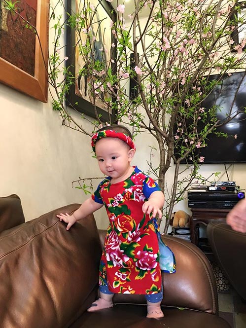 Con gái Trang Nhung 10 tháng tuổi diện áo dài đáng yêu - 2