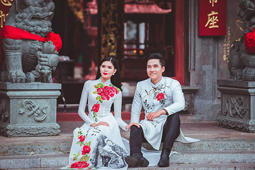 Á hậu Kim Nguyên e ấp áo dài bên Hùng Trần - 2
