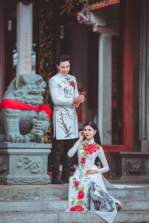 Á hậu Kim Nguyên e ấp áo dài bên Hùng Trần - 3