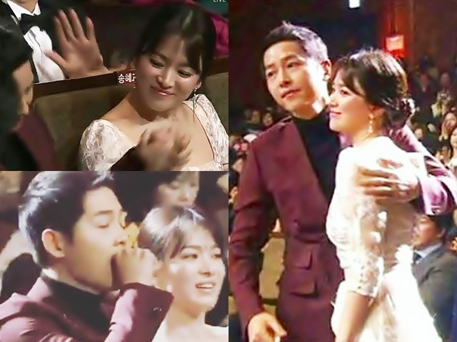 Song Joong Ki nắm tay, ôm vai Song Hye Kyo khi cùng chia giải