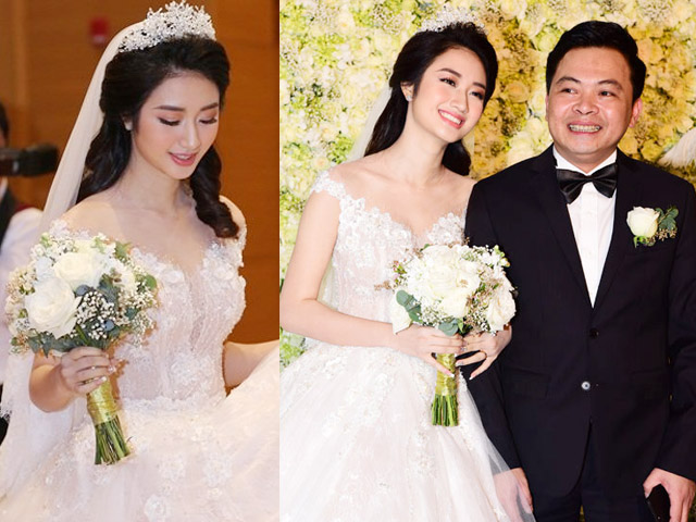 Váy cưới nửa tỷ đồng của hoa hậu 21 tuổi lấy chồng đại gia hơn 19 tuổi