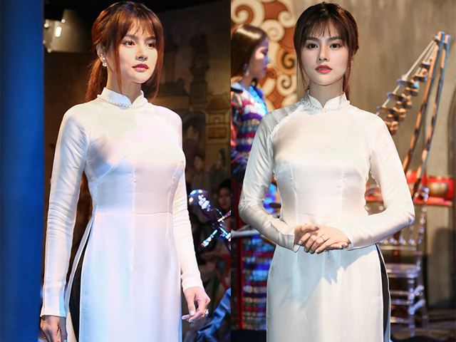 Vũ Thu Phương mặc áo dài khoe eo thon dù đã 2 lần sinh nở
