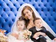 Thời trang - Elly Trần tung ảnh mặc váy cưới lộng lẫy cùng hai con hút fan rầm rầm