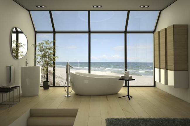 Trong những năm gần đây, kiểu đặt bồn tắm giữa phòng được ưa chuộng ở những căn hộ cao cấp.