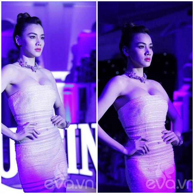 Là người mẫu nhưng Trang Nhung sở hữu vòng 1 siêu khủng. Cô cũng thường o ép nó trong những bộ váy cực ôm sát.
