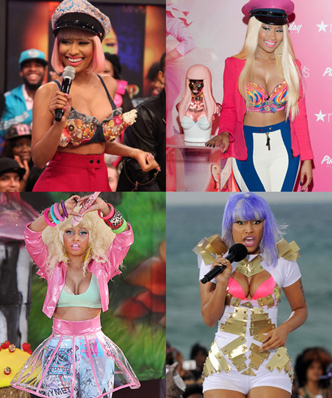 Nicki Minaj  và bộ sưu tập áo ngực không-giống-ai. Cô nàng thoải mái 'chiêu đãi' fan các kiểu áo ngực sắc màu lòe loẹt.
