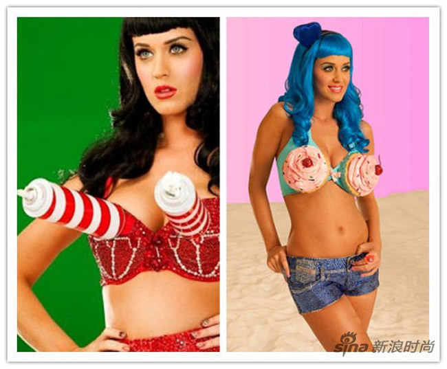Katy Perry gắn kem, bánh ngọt, kẹo, cherry lên áo ngực....
