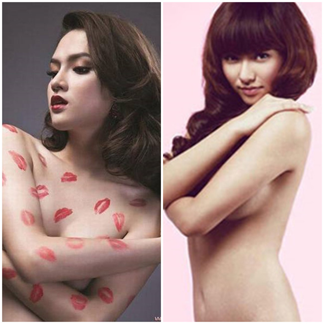 Rất nhiều bộ ảnh bán nude của sao Việt được thực hiện dưới concept lấy tay che ngực đầy khiêu khích.
