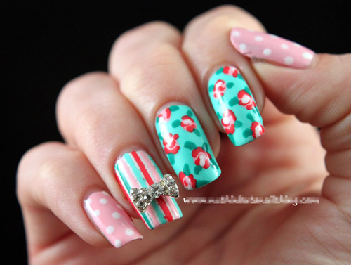 Móng hoa vintage ngọt ngào đón hè - 6