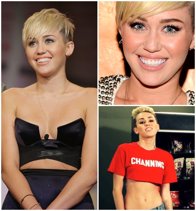 Tóc cạo 2 bên và ngắn cực cá tính và nổi loạn của Miley.
