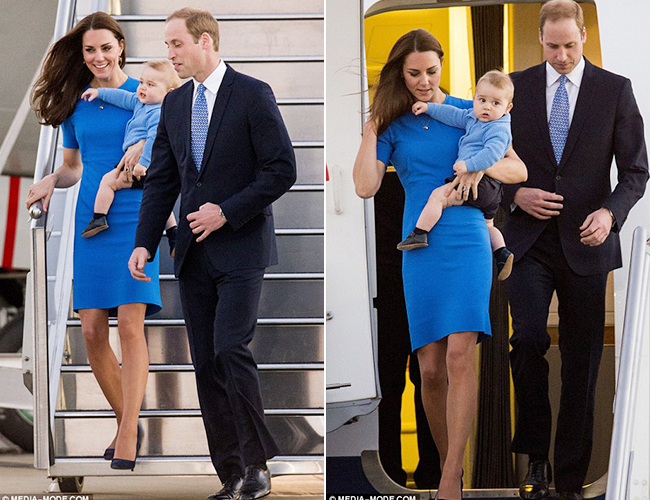 Gia đình Hoàng gia khi vừa tới sân bay tại Canberra.
