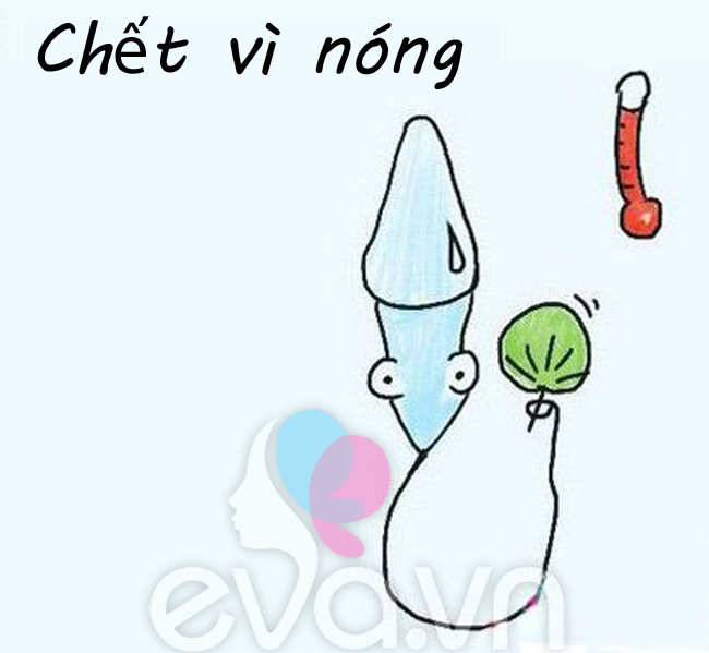 Tinh trùng chết vì nóng do nam giới thường xuyên mặc đồ lót chật, tắm nước nóng hoặc tiếp xúc với môi trường có nhiệt độ cao như để máy tính trên đùi hoặc để điện thoại trong túi quần.
