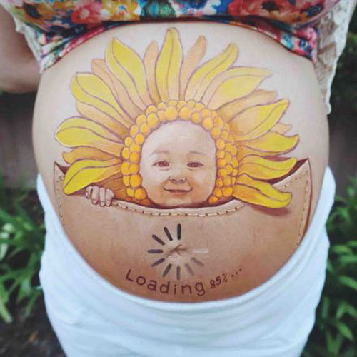 Gặp mẹ ‘nghiện’ vẽ tranh trên bụng bầu - 13