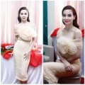 Thời trang - Hà Hồ gợi cảm với đầm xuyên thấu lệch vai