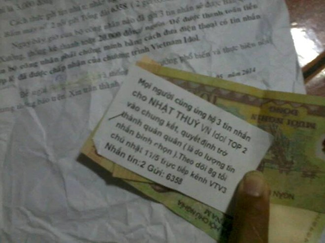 Lộ bản thông báo trả tiền bình chọn Nhật Thủy - 2