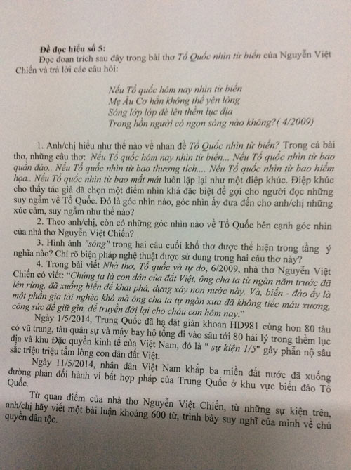 Cô giáo đưa chủ quyền biển đảo vào đề Văn - 1