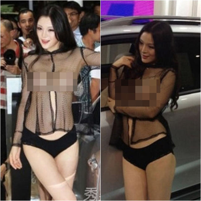 Trang phục của người mẫu Liying Zhi 'nổi' nhất triển lãm xe hơi.
