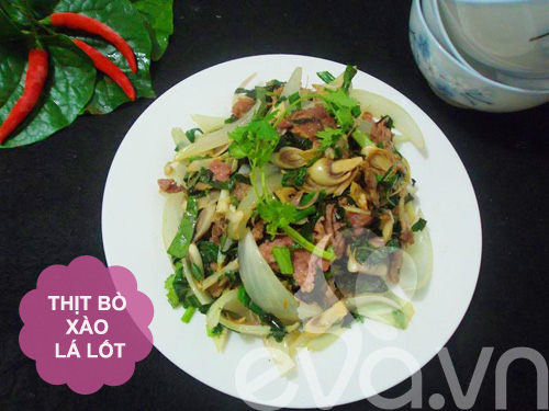 Thực đơn: Bò xào lá lốt, nộm rau muống - 1