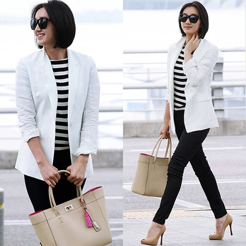Mặc áo blazer mùa hè quot;chấtquot; như sao Hàn - 8