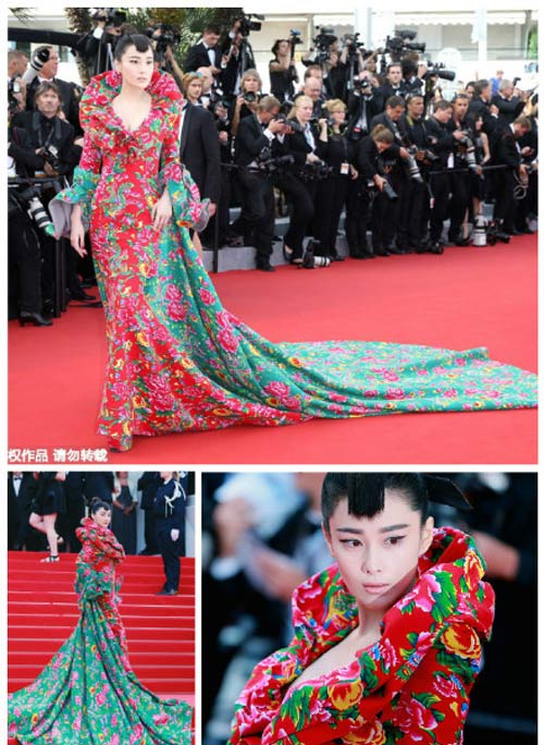 Sao Hoa ngữ mặc váy quot;chăn côngquot; lên thảm đỏ Cannes - 2