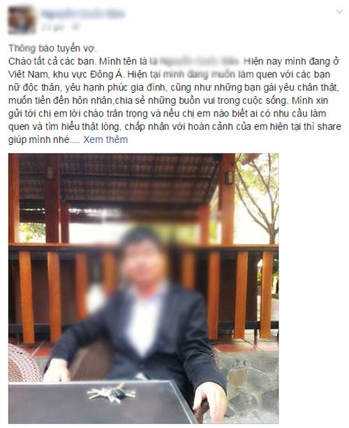 Sự thật về thông tin tuyển vợ của chàng trai trẻ - 1