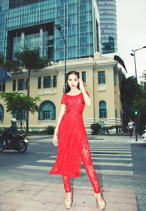 Dương Hiểu Ngọc dịu dàng, tinh tế với áo dài - 8