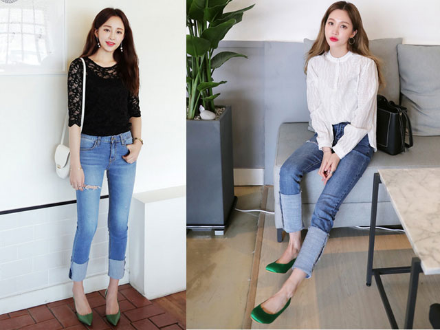 Mốt xắn quần mới được khai phá từ chiếc quần jeans dài lê thê
