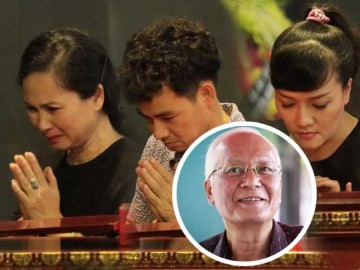 Vợ chồng NSND Lan Hương - Đỗ Kỷ, Xuân Bắc, Vân Dung tới viếng NSƯT Duy Thanh