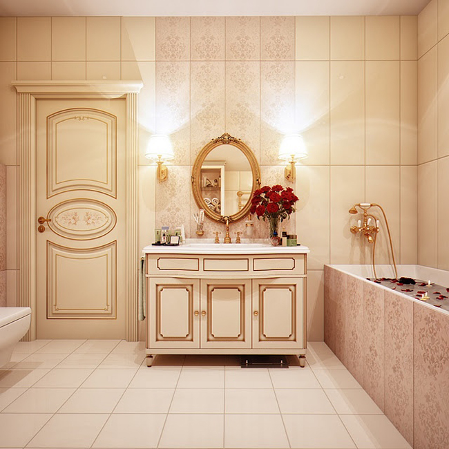 Kiêu sa, lộng lẫy và đầy vương giả là những gì có thể thấy ở một phòng tắm tại Nga này. 