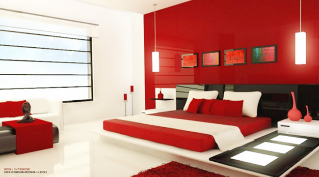 Nội thất thấp trong phòng ngủ màu rạo rực tạo sự hiện đại, ấm cúng.