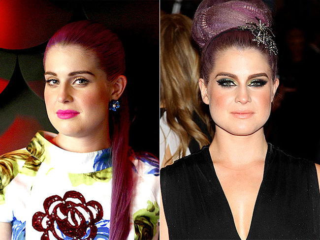 Kelly Osbourne với đôi mắt kẻ vẽ siêu cầu kỳ, mi giả cong vút rực rỡ và màu cam nude cho phấn má, đôi môi.
