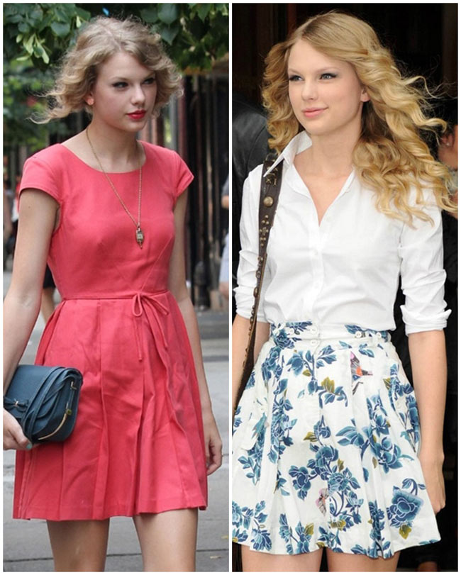 Taylor Swift và phong cách thời trang dạo phố nữ tính.
