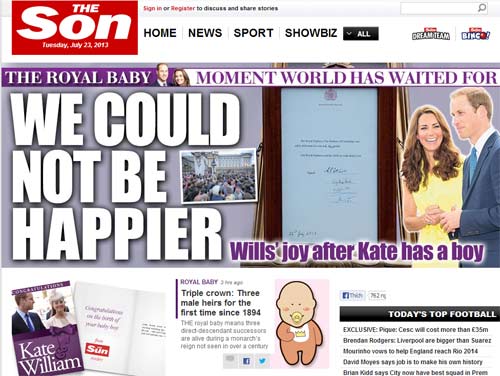 Tờ The Sun đổi thành The Son vì #039;em bé hoàng gia#039; - 1