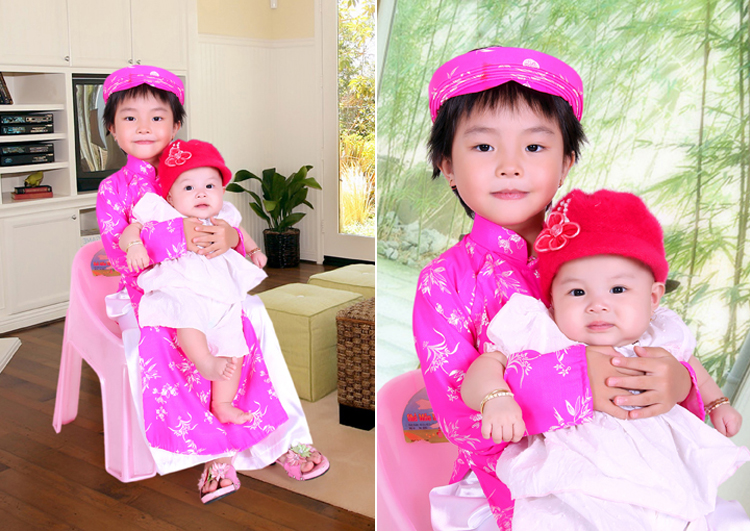 Các bạn nhìn hai chị em bé Hồng Anh và Hồng Lam có giống nhau không nè?
