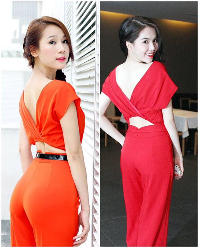 Cùng gợi cảm khoe lưng trần trong bộ jumpsuit khoét lưng.
