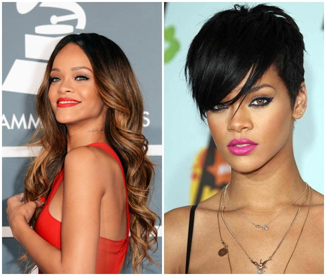 Rihanna hợp với kiểu tóc ngắn thời thượng này hơn tóc xoăn dài. Trông có đầy quyền lực và cá tính.

