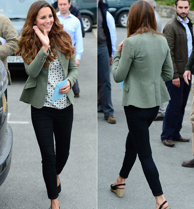 Nhìn đằng trước và từ phía sau, Kate Middleton không hề khác so với ngày chưa bầu bí.
