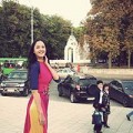 Làng sao - Á hậu Hoàng Anh khoe sắc giữa mùa thu Khakov