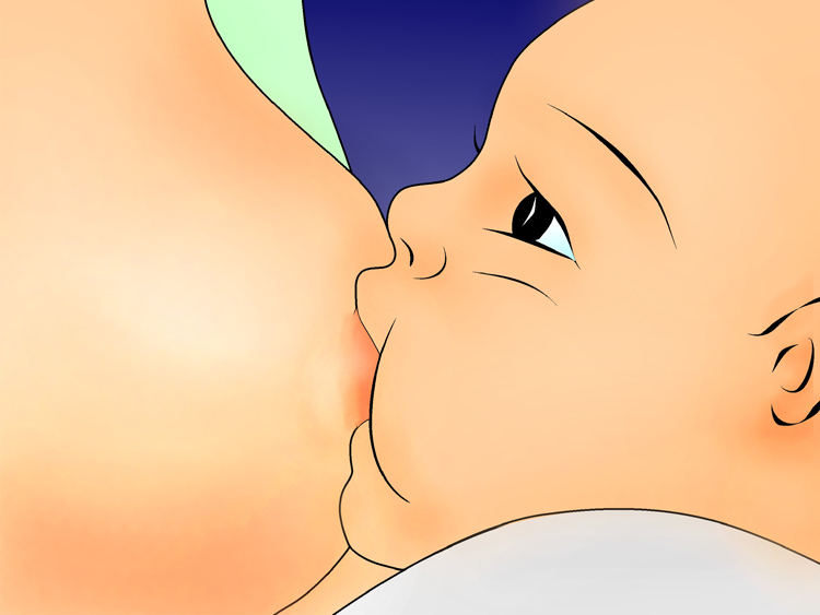 Mẹ cần lưu ý không được ấn đầu con quá sát vào ngực sẽ khiến bé bị ngạt mũi, khó thở.
