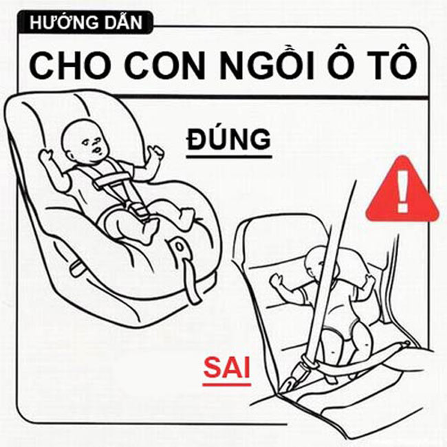 Trẻ ngồi ô tô cần có dây an toàn riêng.
