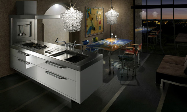 Phòng bếp được thiết kế thoải mái, cơ động như phòng khách.

