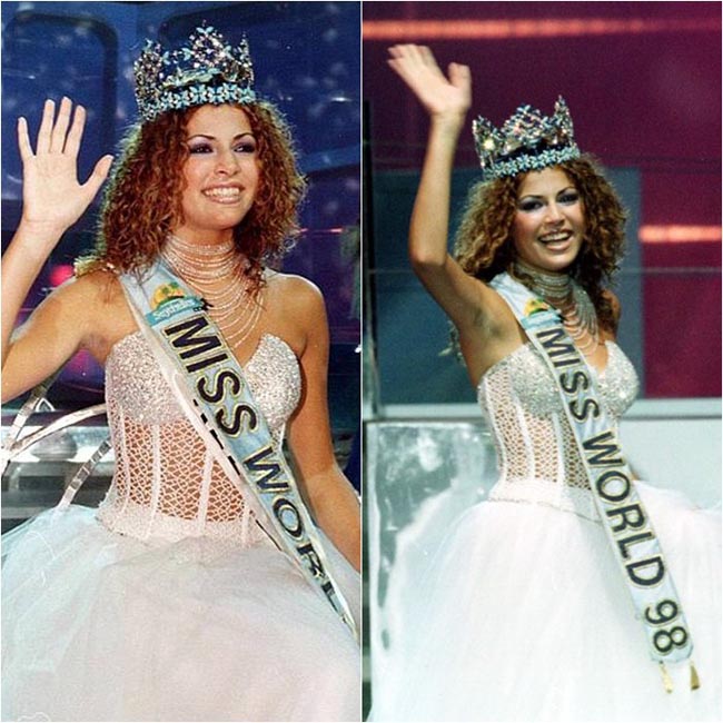 Miss World năm 1998 thuộc về người đẹp Israel - Linor Abargil. Mái tóc 'xù mì' là một trong những 'điểm trừ' của Linor trong mắt công chúng.
